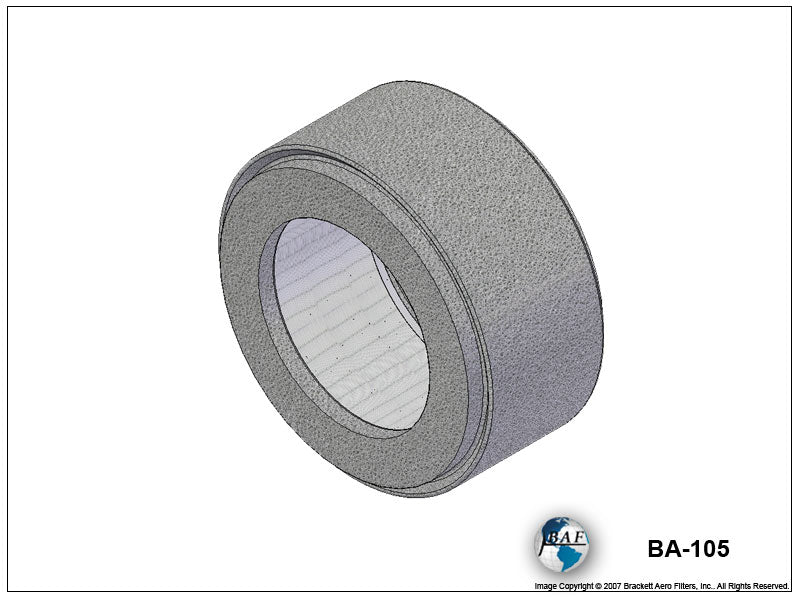Filtro de ar Brackett Aero BA-105 com elemento BA-10 para Piper PA-28R, PA-30, PA-34, PA-39 e PA-44