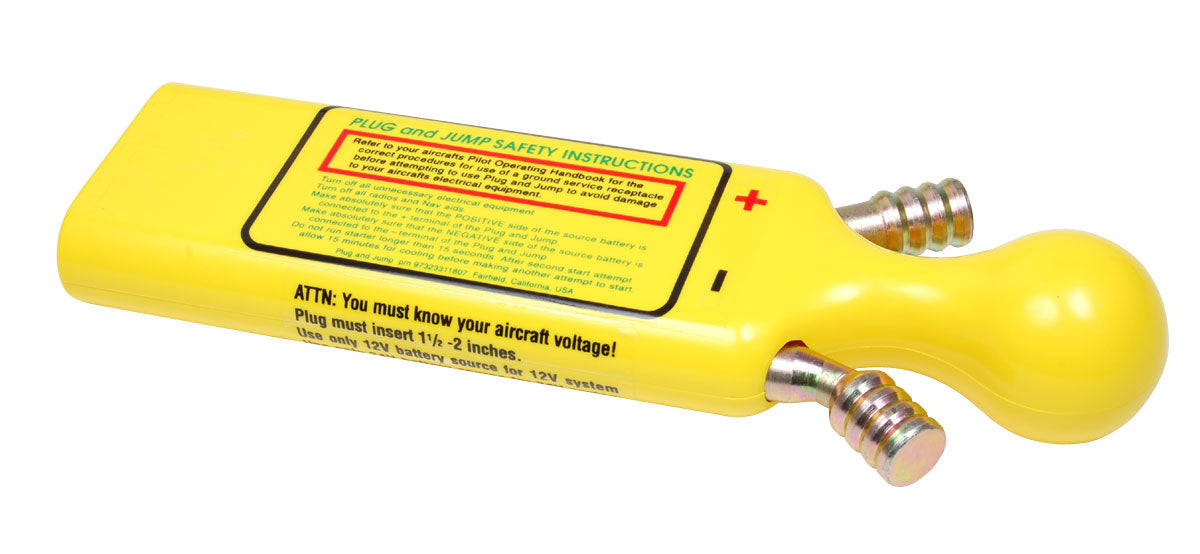Plug and Jump de 3 pinos para receptaculo de energia externa Cessna, com terminais positivo e negativo