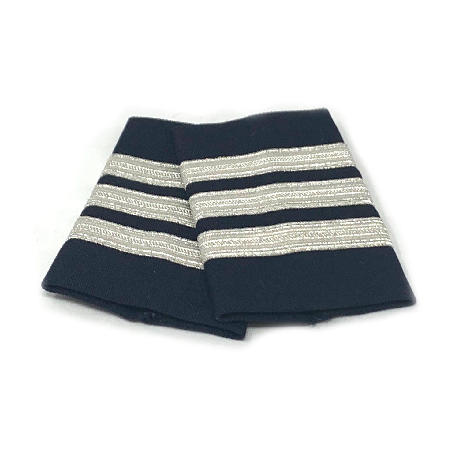 PILOT UNIFORM EPAULETS/PALETERAS 3-BAR SILVER METALLIC NAVY...