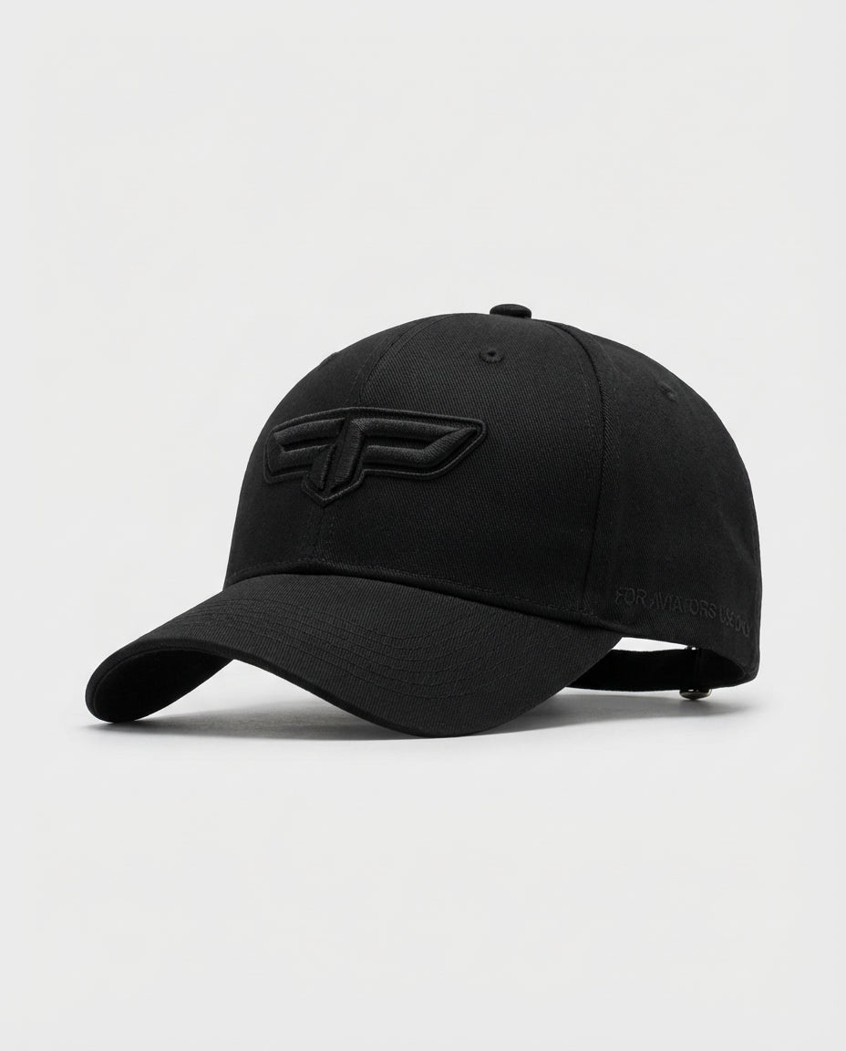 Boné FLAP Signature preto com bordado 3D do logo FP e ajuste traseiro em metal
